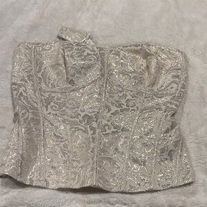 White House Black Market Cream and Silver Bustier